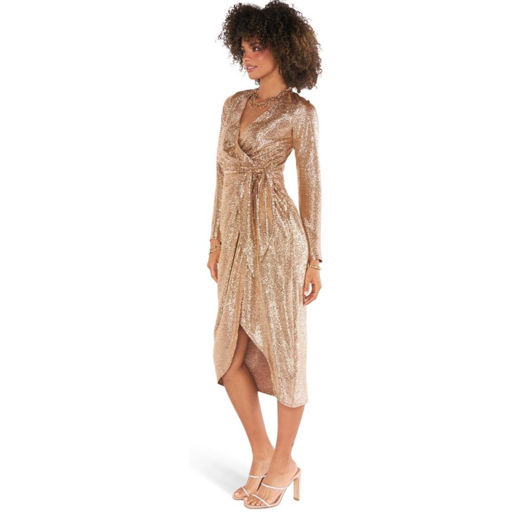 Show Me Your Mumu Gold Kimono Wrap Dress